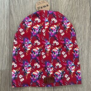 Floral Red Beanie